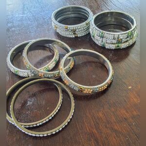 Lot of 13 Sparkling Rhinestone Bangke Bracelets